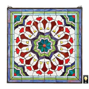 Victorian Floral Tiffany-Style Stained Glass Window Panel