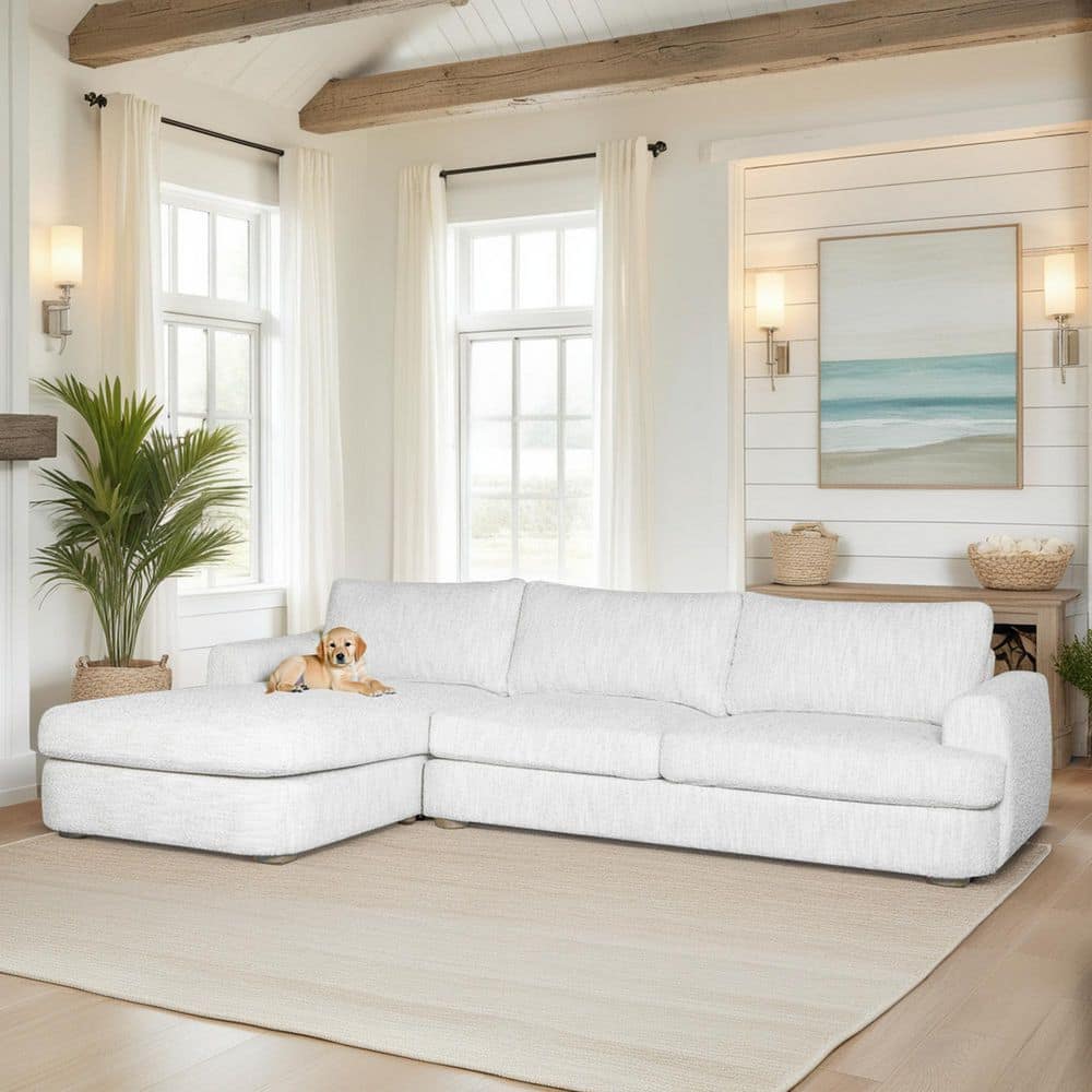 Reid 123 in. Round Arm Polyester Left Arm Facing Rectangle Sectional Sofa i