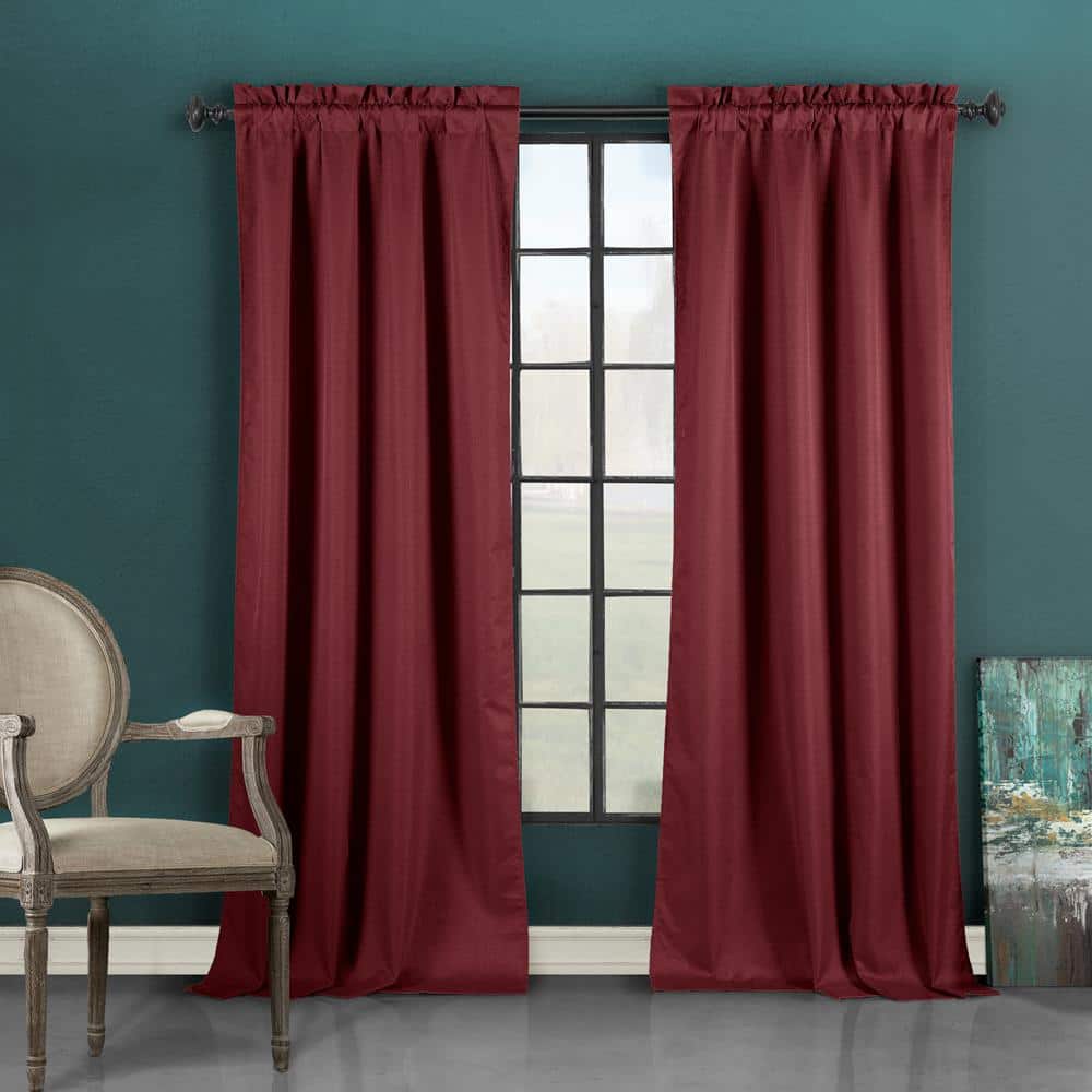Liam 37 in. W x 84 in. L Polyester Window Panel in Burgundy