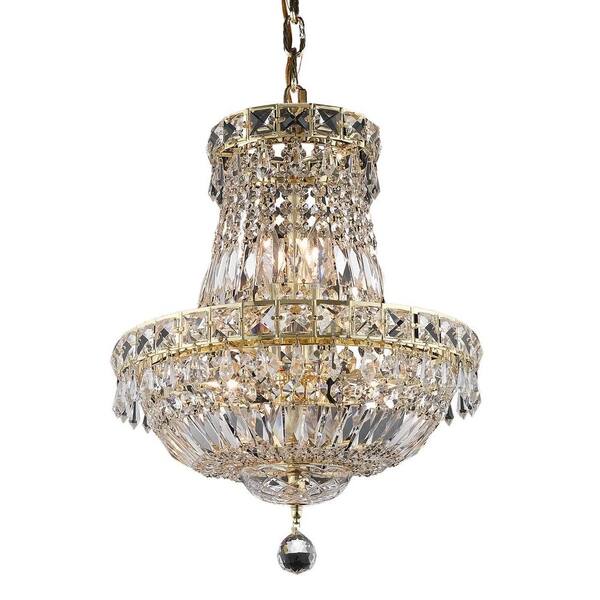 Elegant Lighting 6-Light Gold Pendant with Clear Crystal