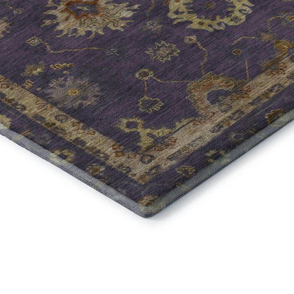 Mayfield Premium Machine Washable Abstract AMF2045 Eggplant 9 ft. x 12 ft. Area Rug