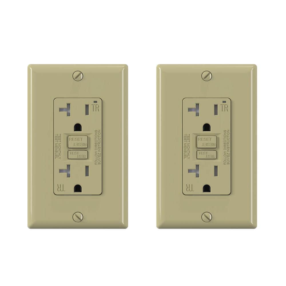 Ivory 20 Amp 125-Volt Tamper Resistant Duplex Self-Test GFCIOutlet, with Wall Plate (2-Pack) price history on PriceWatchPro