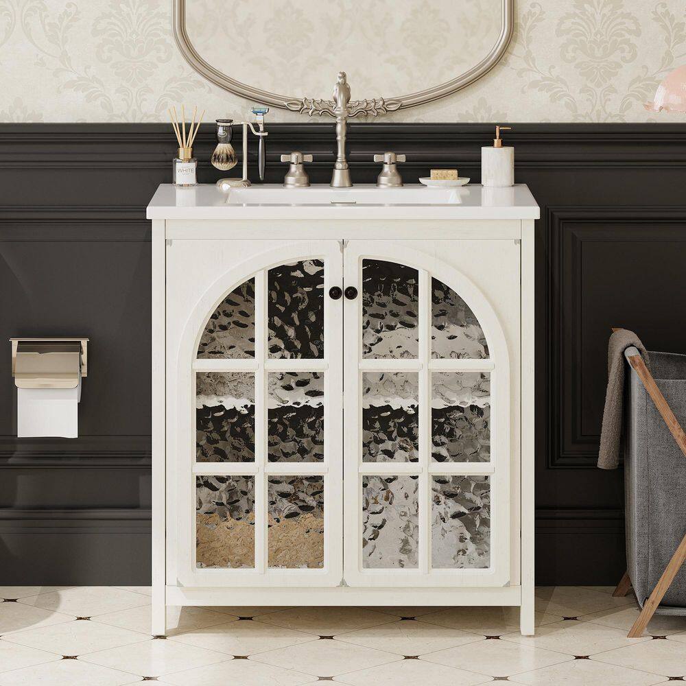 36 in. W x 18 in. D x 34 in. H Freestanding Bath Vanity in White with White Cultured Marble Top price history on PriceWatchPro