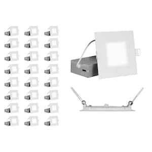 RELS Square 4 in. White Selectable IC-Rated Integrated LED Recessed Downlight Trim Kit, 24 Pack