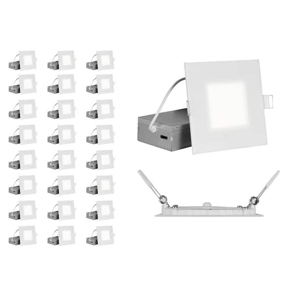 NICOR RELS Square 4 in. White Selectable IC-Rated Integrated LED Recessed Downlight Trim Kit, 24 Pack