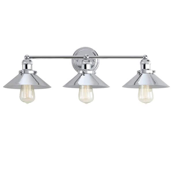 June 26.5 in. 3-Light Metal Chrome Vanity Light