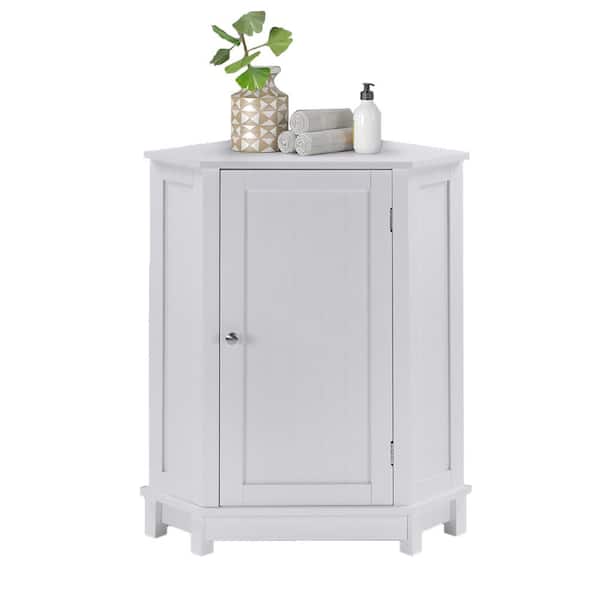 Hooseng Fuery 24.6 in. W x 16.9 in. D x 31.7 in. H Ivory White MDF Freestanding Linen Cabinet with Adjustable Shelves in White