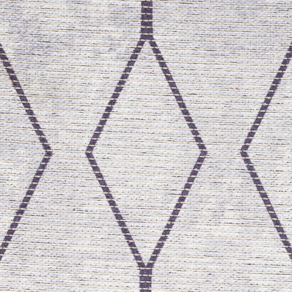 Ivory and Grey Geometric Cotton Synthetic Runner Rug