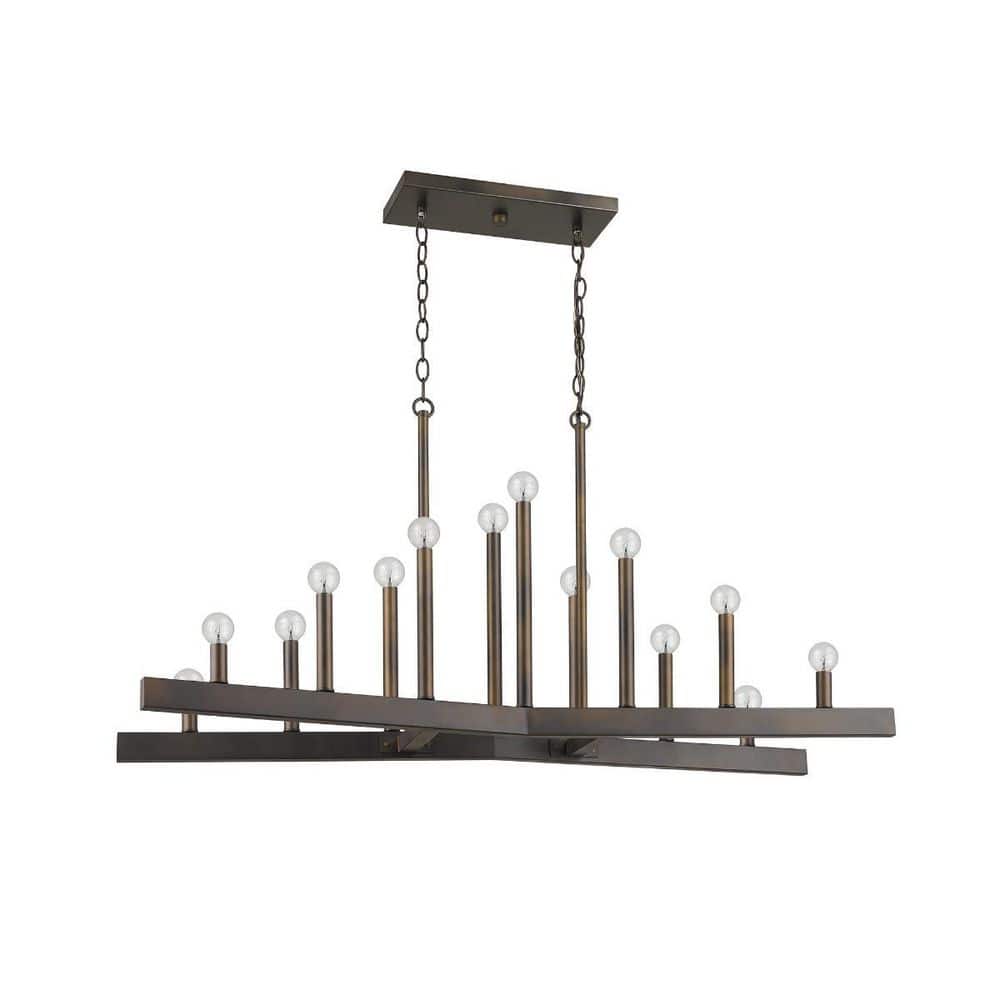 60-Watt 14 Light Bronze Pendant Light with Metal, No Bulbs Included price history on PriceWatchPro