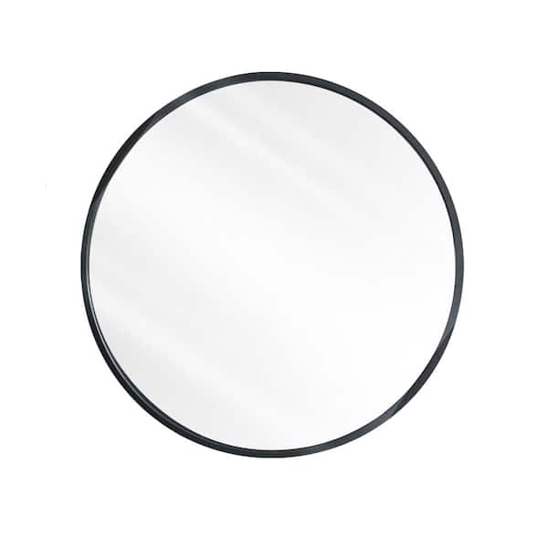 null 32 in. W x 32 in. H Round Metal Framed Wall Bathroom Vanity Mirror in Black