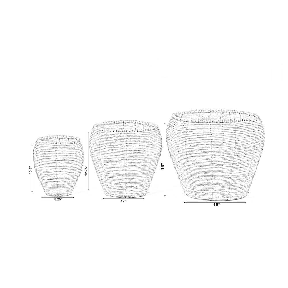 Natural Woven Faux Potted Plants Set of Three
