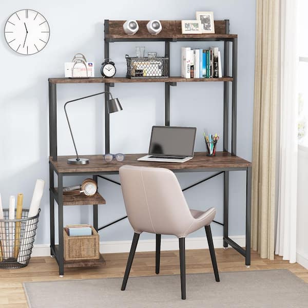 Baxton Studio Ezra Storage Computer Desk with Shelves