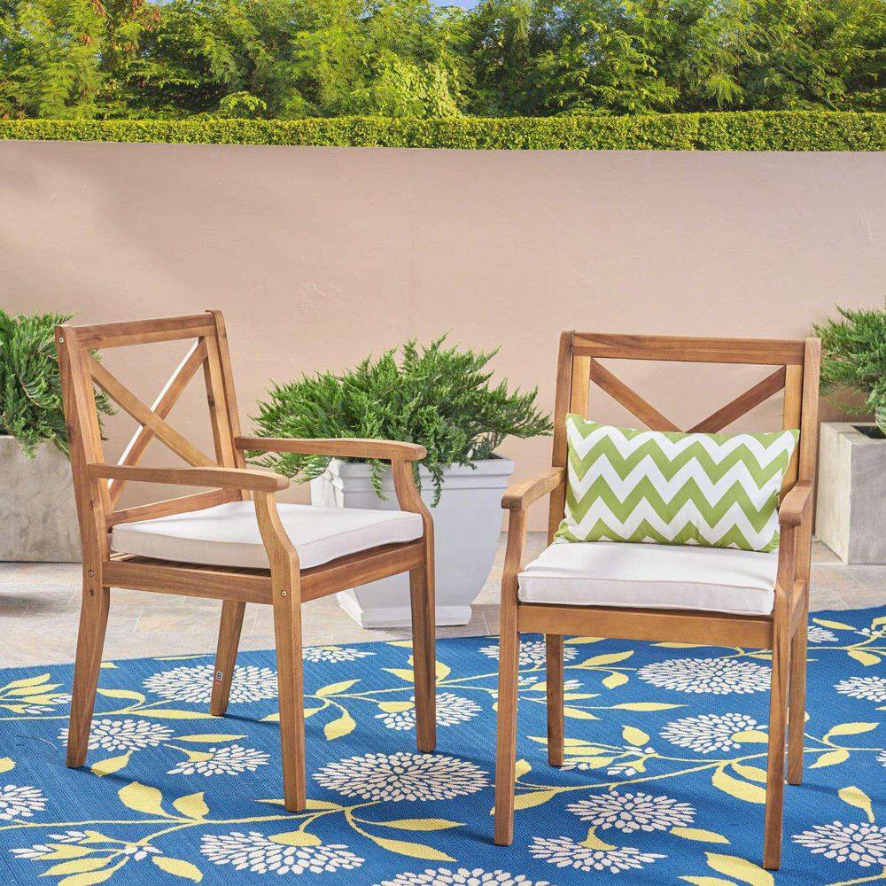 Anky Brown Wood Outdoor Lounge Chair with Beige Cushion (Set of 2) price history on PriceWatchPro