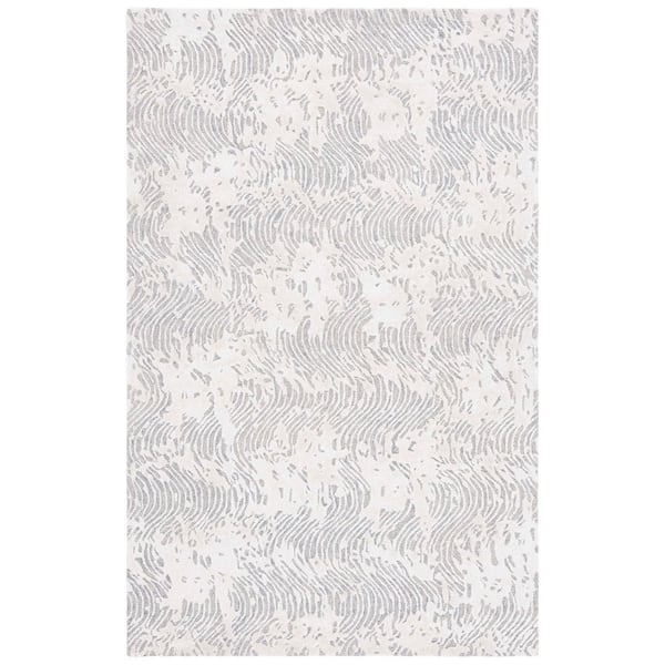 Glamour 3 ft. x 5 ft. Light Gray/Ivory Abstract High-Low Area Rug
