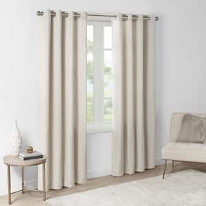 Oslow Natural Polyester 50 in. W x 95 in. L Light Filtering Curtain (Single Panel)