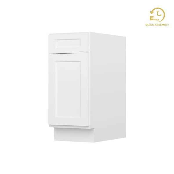 RoomyLife Easy-DIY 15 in. W x 24 in. D x 34.5 in. H Ready to Assemble Drawer Base Kitchen Cabinet in Shaker White with 1-Door