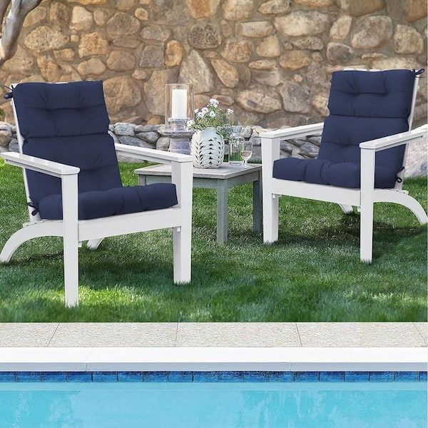 44 in x 20 in Outdoor High Back Dining Chair Cushion Tie Tufted Replacement for Patio Furniture Navy Blue2(2-Pack)