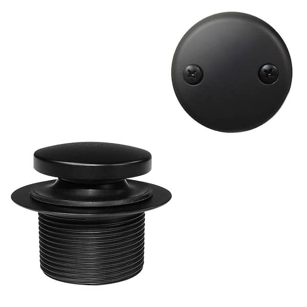 Westbrass 1-1/2 in. NPSM Tip Toe Tub Trim Set with 2-Hole Overflow Faceplate in Matte Black