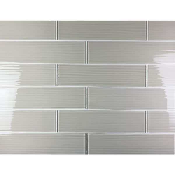 Monroe Beige Large Format Subway 4 in. x 16 in. Textured Glass Wall Tile (0.888 sq.ft./Case)