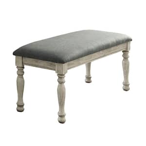 45 in. Gray and White Backless Bedroom Bench
