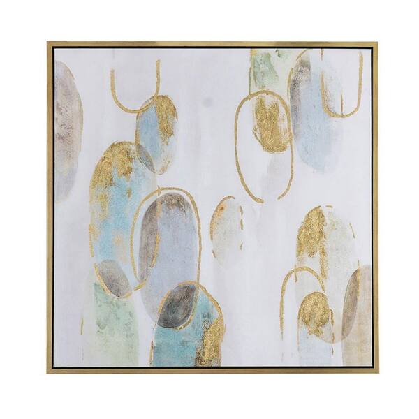 Vsmile Modern Oil Painting Handcrafted Square Golden Framed Canvas