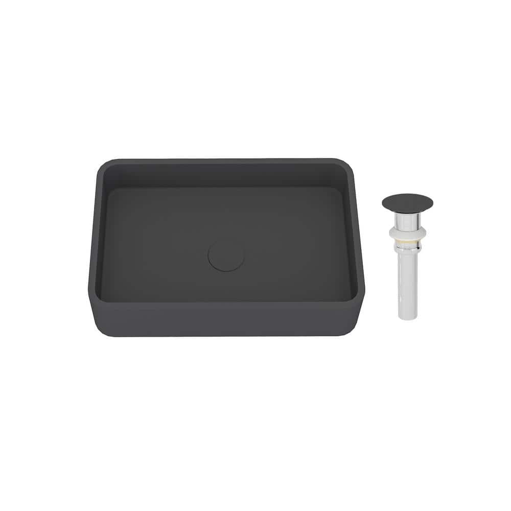 19.7 in. Concrete Art Basin Rectangular Bathroom Vessel Sink in Black Earth with The Same Color Drainer price history on PriceWatchPro