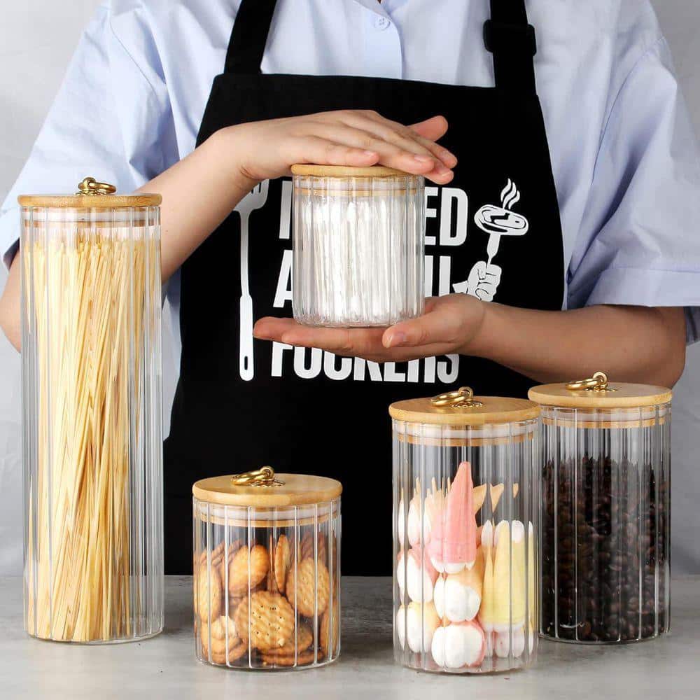 Lynzavix 5-Piece Glass Storage Jars Decorative Coffee Bar