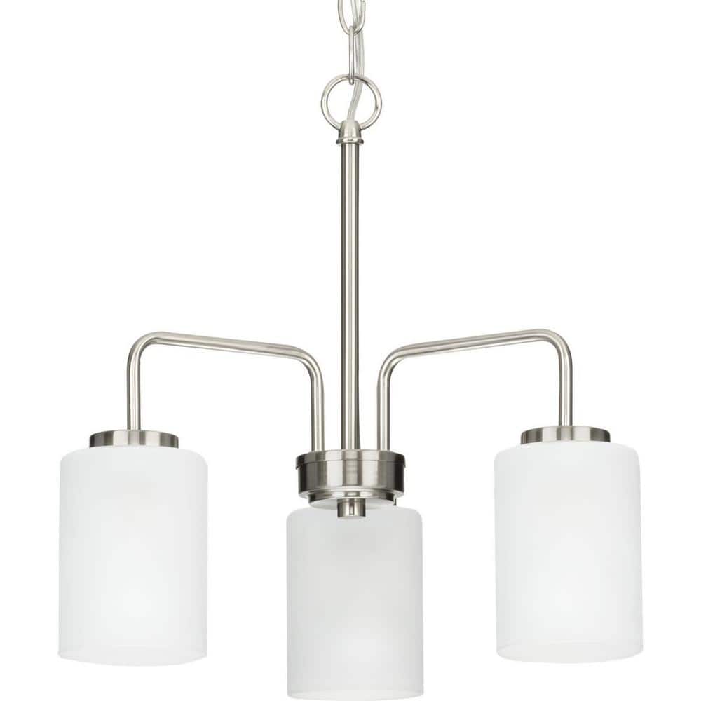 Merry 3-Light Brushed Nickel and Etched Glass Chandelier