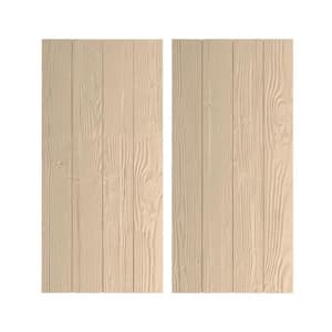 22 in. x 32 in. Timberthane Polyurethane 4-Board Joined Board-n-Batten Sandblasted Faux Wood Shutters, No Batten Pair