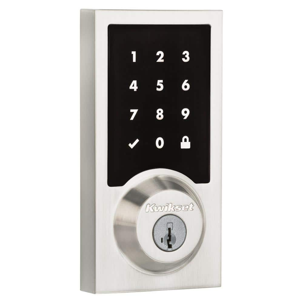 SmartCode 915 Touchscreen Contemporary Satin Nickel Single Cylinder Electronic Deadbolt Featuring SmartKey Security -  Kwikset, 99150-004