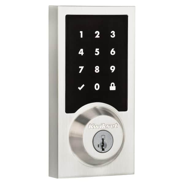 Kwikset SmartCode 915 Touchscreen Contemporary Satin Nickel Single Cylinder Electronic Deadbolt Featuring SmartKey Security