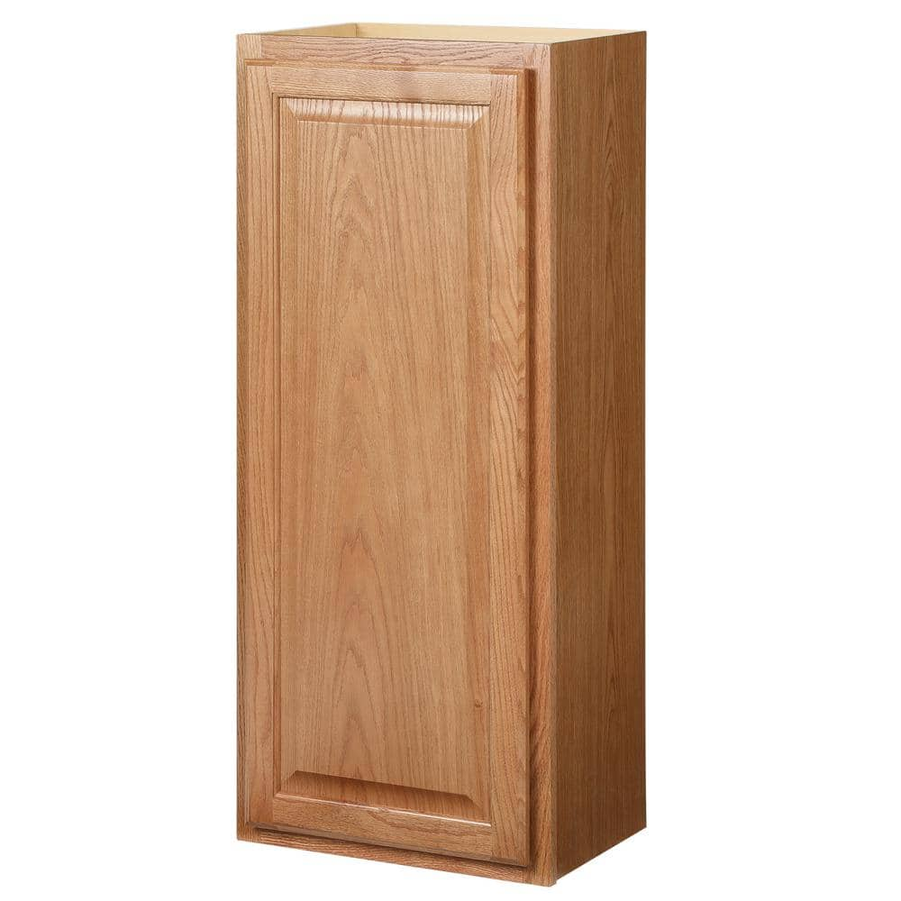 Hampton Bay Hampton 18 In W X 12 In D X 42 In H Assembled Wall   Medium Oak Hampton Bay Assembled Kitchen Cabinets Kw1842 Mo 64 1000 