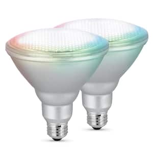 90-Watt Equivalent PAR38 Smart Wi-Fi Dimmable LED Light Bulb Works w/Alexa/Google Home, Multi-Color (2-Pack)