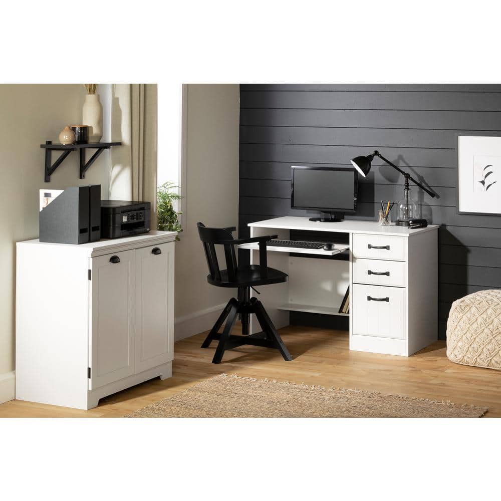 White Farmhouse 2-Door Accent Cabinet with Adjustable Shelving