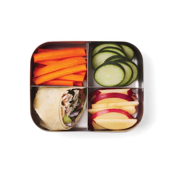 Divider Bento Box With Fruit Forks Set, Four-compartment Nut