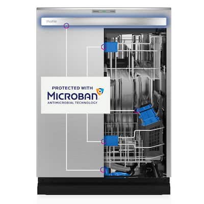 GE Profile 24 in. Fingerprint Resistant Stainless Steel Top Control Smart Dishwasher with Microban Technology and 42 dBA