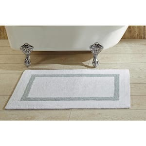 Hotel Collection White/Blue 24" x 40" 100% Cotton Bath Rug