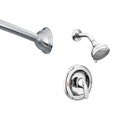 Adler Single-Handle 4-Spray Shower Faucet with Curved Shower Rod in Chrome (Valve Included)