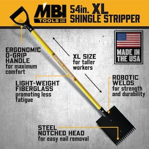 54 in. Fiberglass Shingle Stripper Roof Shovel - Made In USA