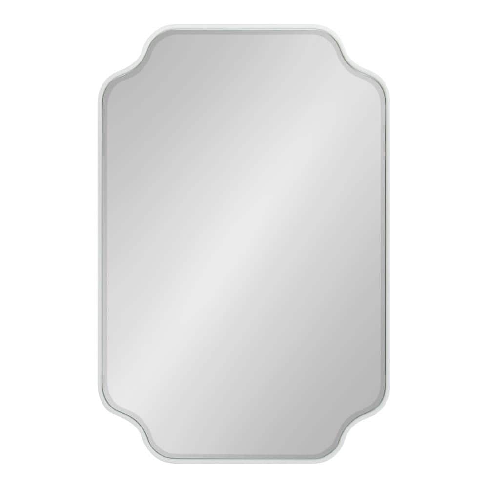 White Scalloped Rectangular Wood Vanity Wall Mirror, 24x36