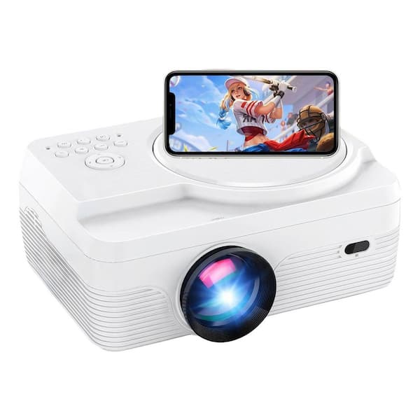 1920 x 1080 Full HD LCD Portable Projector with 12000 Lumens, 250 in. Display, White