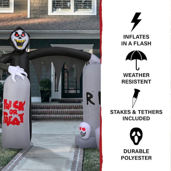8 ft. Pre-Lit Inflatable Grim Reaper Tombstone Arch