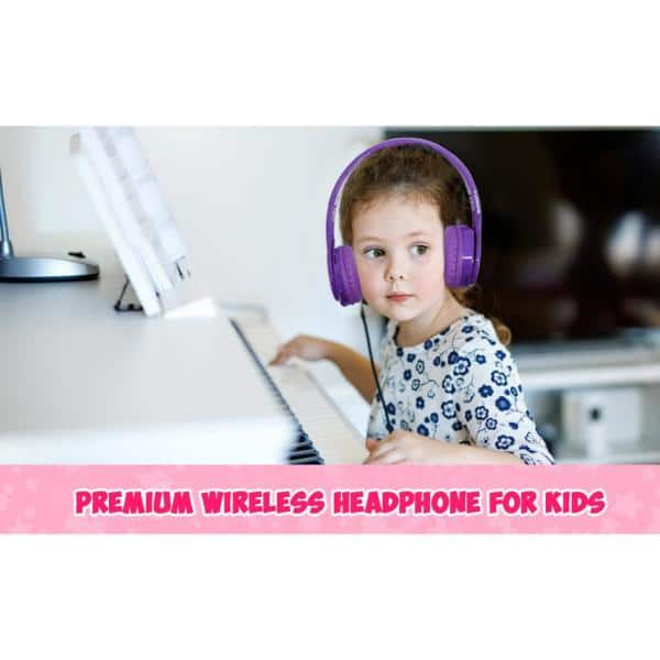 Contixo KB-2600 - Auriculares inalámbricos Bluetooth seguros para niños, 85  dB con volumen limitado con batería de larga duración, micrófono