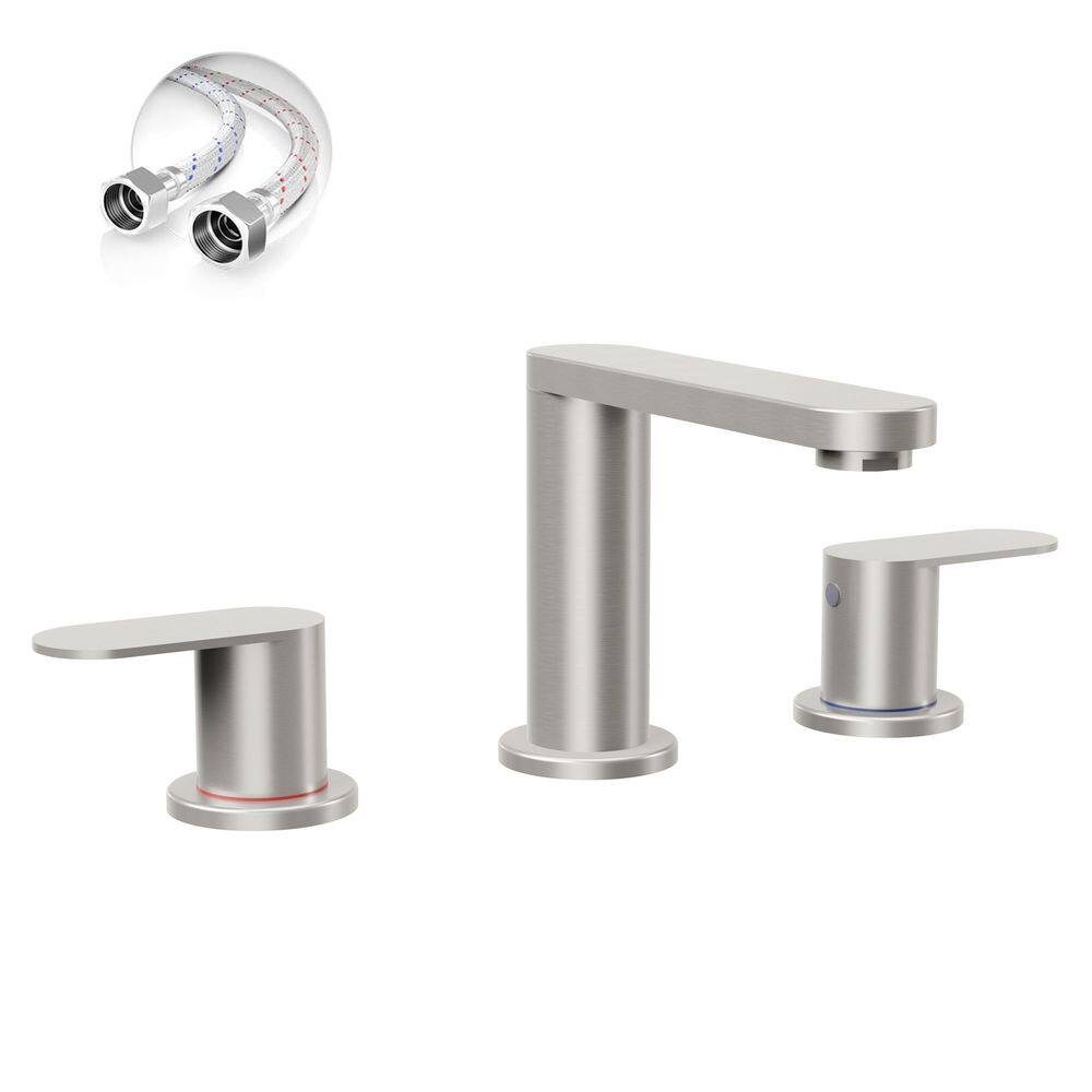 8 in. Waterfall Widespread 2-Handle Bathroom Faucet with Pop-up Drain Assembly in Brushed Nickel price history on PriceWatchPro