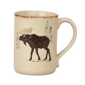 Rustic Retreat 12 oz. Tan Ceramic Moose Coffee Mug (Set of 4)