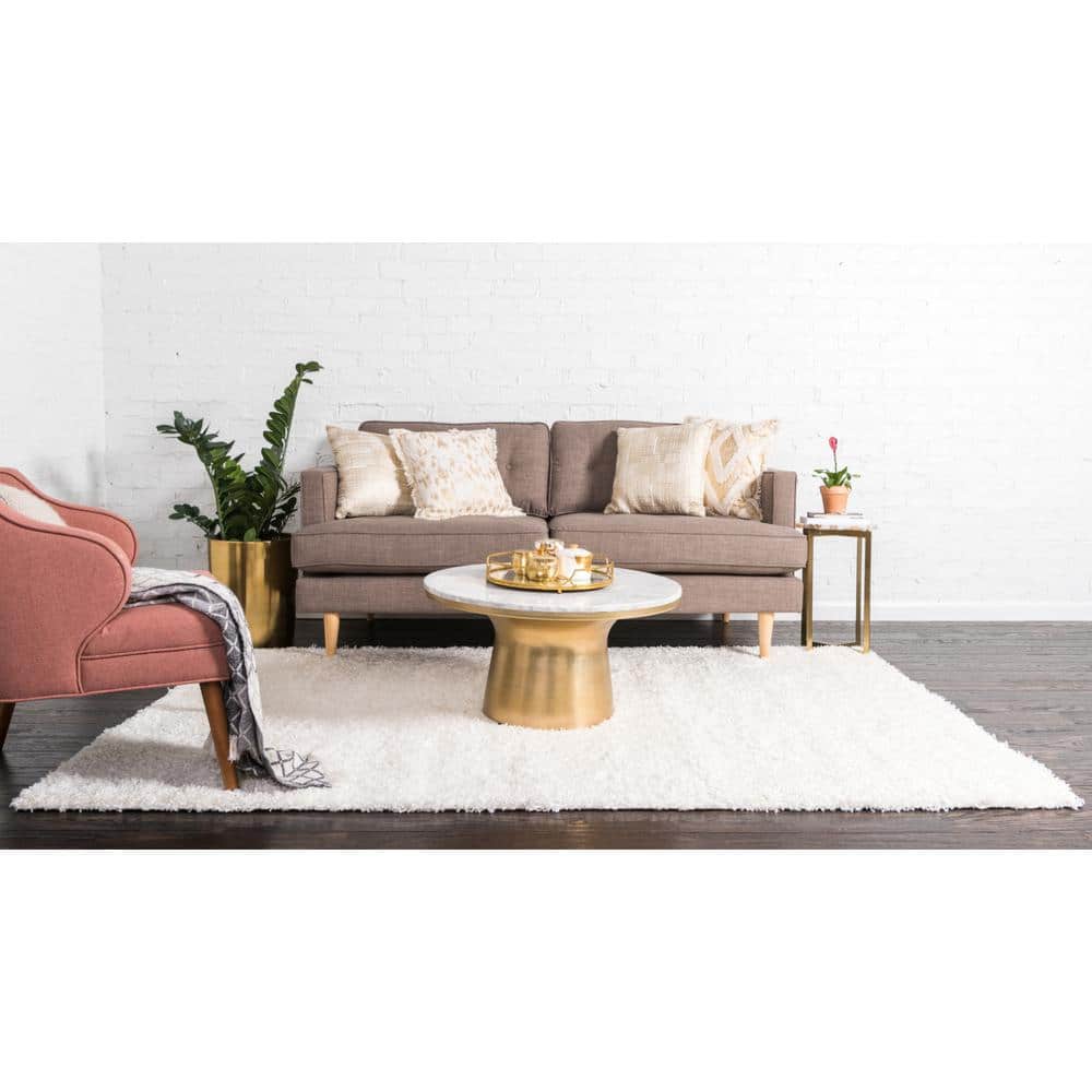 Snow White Rectangular Shag Indoor Area Rug