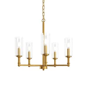 Soniat 22 in. 5-Light Classic Gold Chandelier with Glass Shades Display