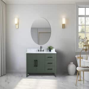 42 in. W x 22 in. D x 34 in. H Single Sink Bathroom Vanity Cabinet in Vintage Green with Engineered Marble Top