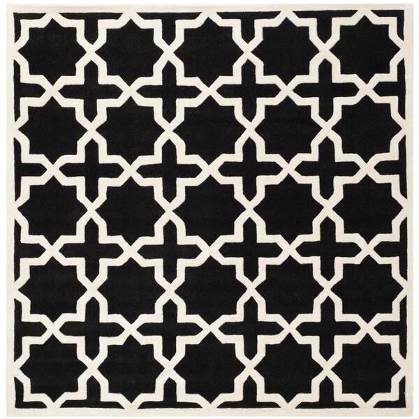 SAFAVIEH Chatham Black/Ivory 7 ft. x 7 ft. Square Area Rug