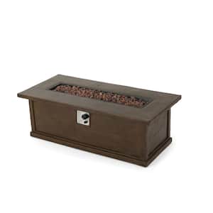 Sorrento Grey with Wood Pattern/Brown Rectangular Stone Outdoor Patio Fire Pit (No Tank Holder)